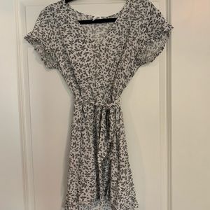 Covered Button Tie Waist Baby Doll Dress